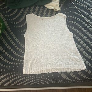 LOFT Textured White Tank Top